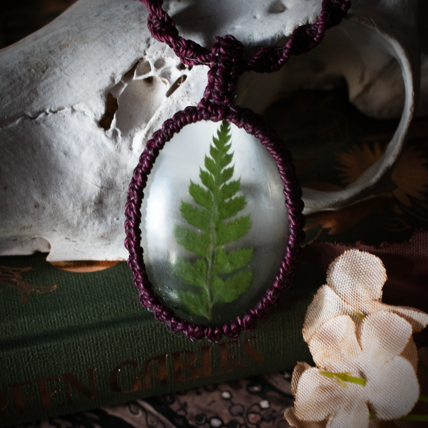 Forest Fern Necklace (Wine)